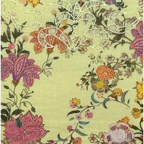 Hemant and Nandita Yellow Floral Crop Top XS Hippie Gypsy Plunging Princess $238 - Picture 11 of 11